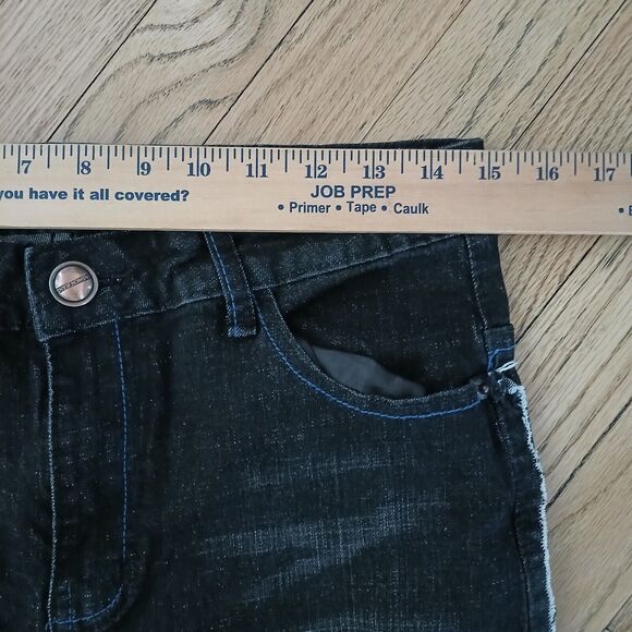 Men's Black Stretch Denim Jeans Zip Pockets Painted Drip Splash Hip Hop 30Wx28L - Picture 6 of 7